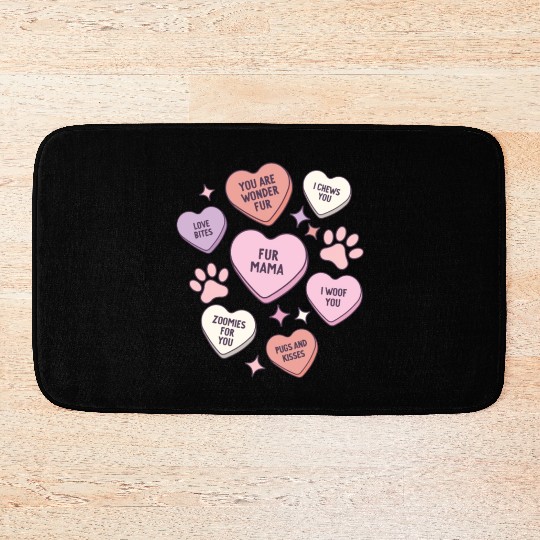 My Dog Is My Valentine Conversation Hearts Bath Mats