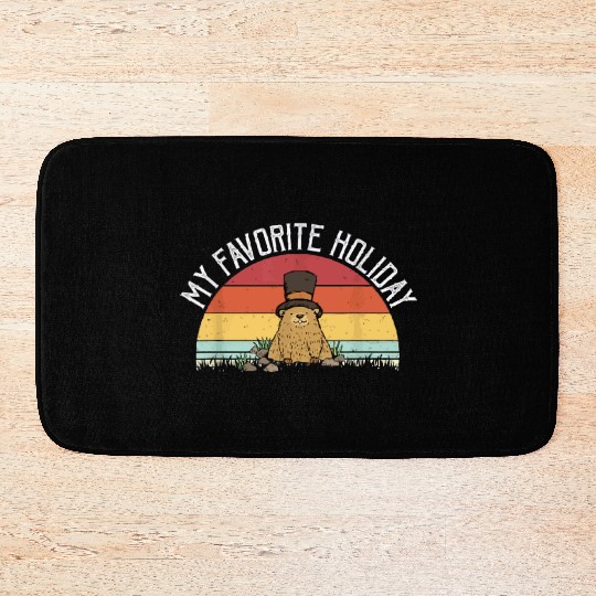 Retro Groundhog Day Gifts Groundhog Day Bath Mats
