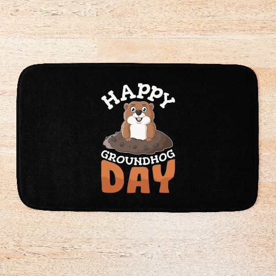 Happy Groundhog Day Bath Mats Groundhogs Lovers