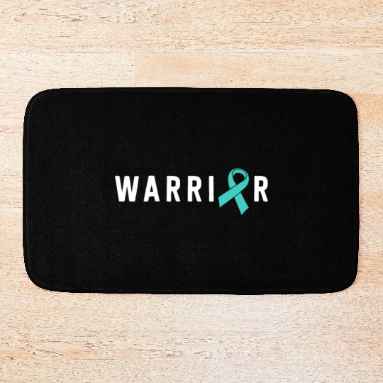 Warrior Motivational Teal Awareness Ribbon Bath Mats