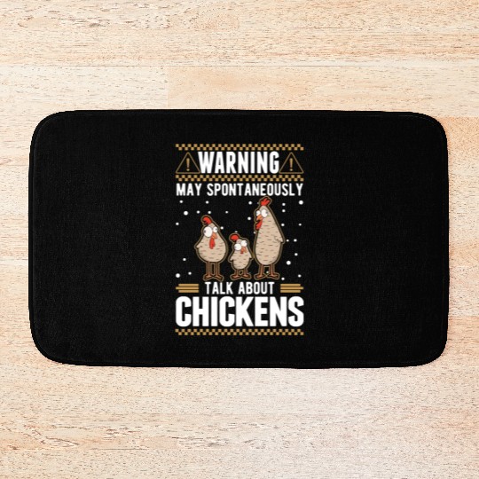 Warning Chickens Farmer Chicken Bath Mats
