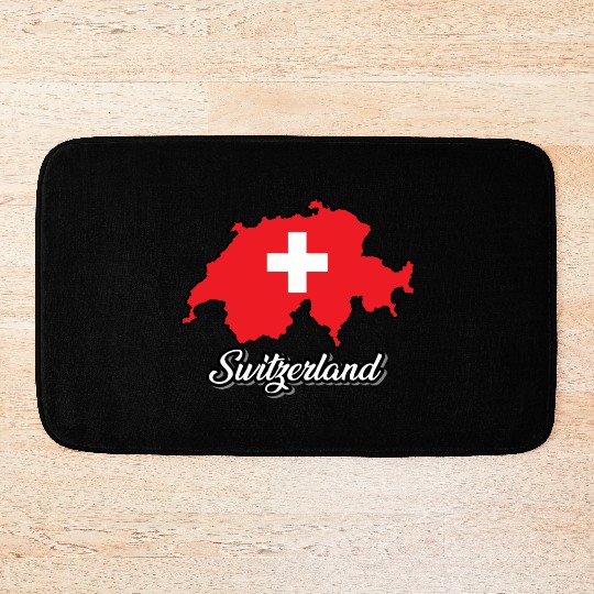 Switzerland, Schweiz, Swiss, Flag country, map Bath Mats