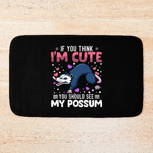 Possum Heart Valentine's Day Animal For Womens Bath Mats