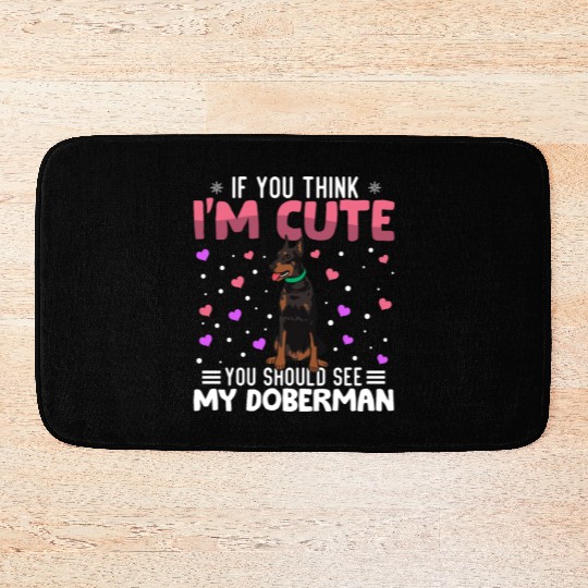 Doberman Heart Valentine's Day Animal For Womens Bath Mats