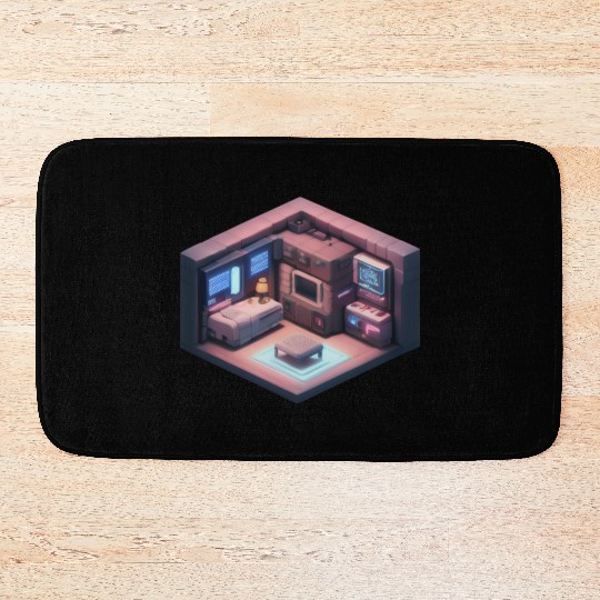 Voxel Room - Synthwave Retro Futuristic Room Bath Mats
