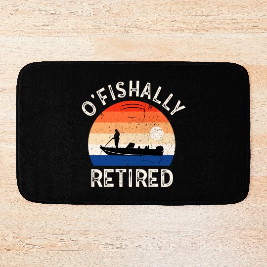 Ofishally Retired Fishing Retro Retirement Fishing Bath Mats