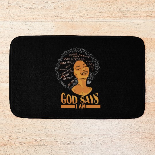 African American Girl God Says I Am Black Pride Bath Mats