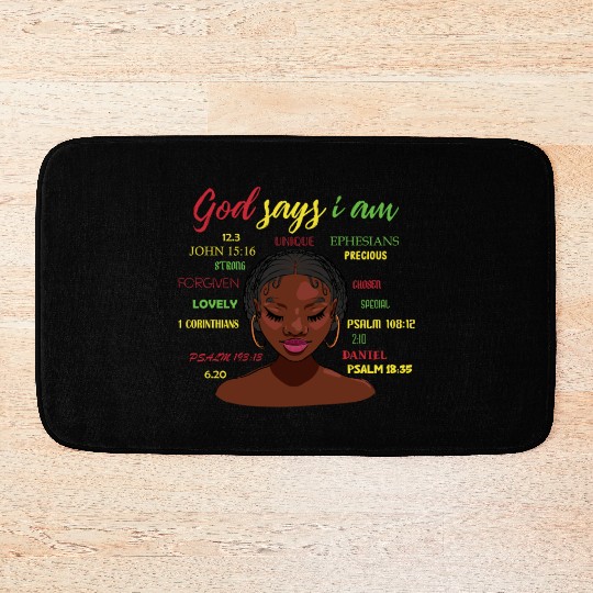African American Girl God Says I Am Black Pride Bath Mats