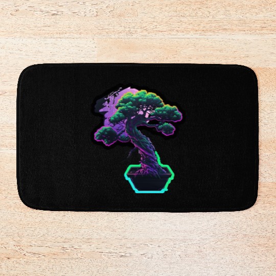 Synthwave Bonsai Tree Bath Mats