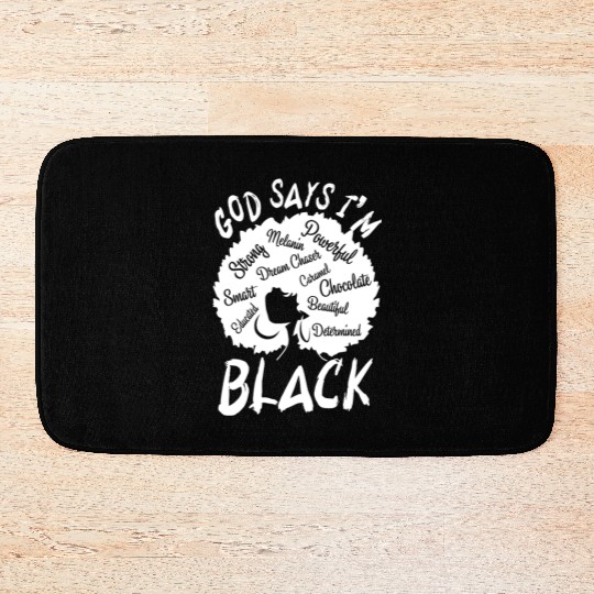 African American Girl God Says I Am Black Pride Bath Mats