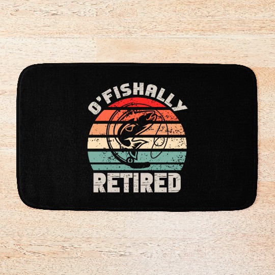 Ofishally Retired Fishing Retro Retirement Fishing Bath Mats