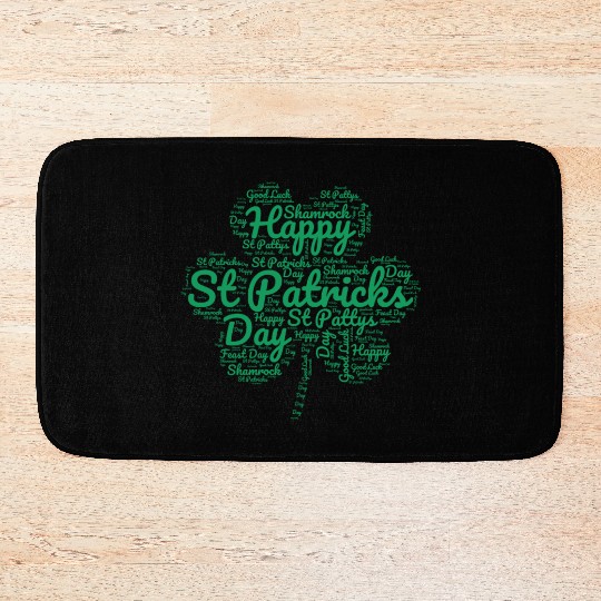 Happy St Patricks Day Shamrock Green Men Women Kid Bath Mats