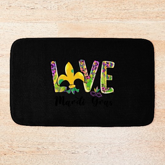New Orleans Kids Girls Love Mardi Gras Outfit Bath Mats