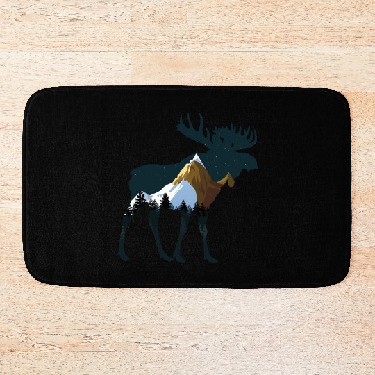 Night Forest Moose Bath Mats