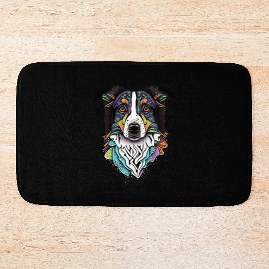 Border Collie Fantasy Dog Bath Mats