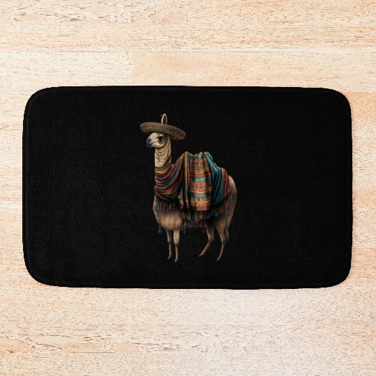 Cute Llama Animal Lovers Mexican Llama Mexican Bath Mats