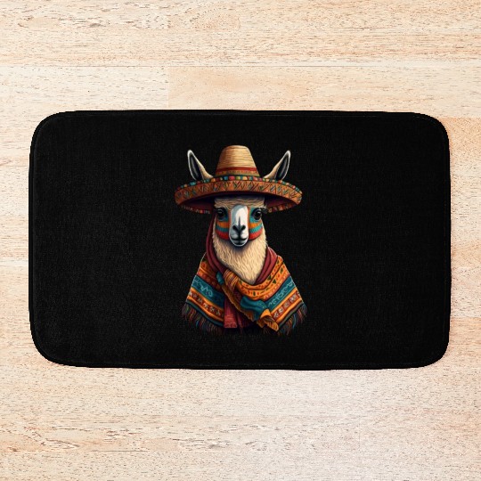 Cute Llama Animal Lovers Mexican Llama Mexican Bath Mats