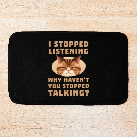 Funny Grumpy Kitty Not Listening Cat Head Snout Bath Mats