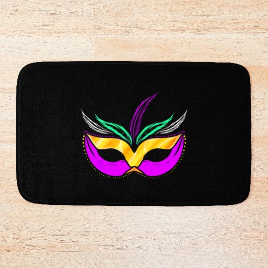Yellow golden And Purple Mask For Mardi Gras Bath Mats