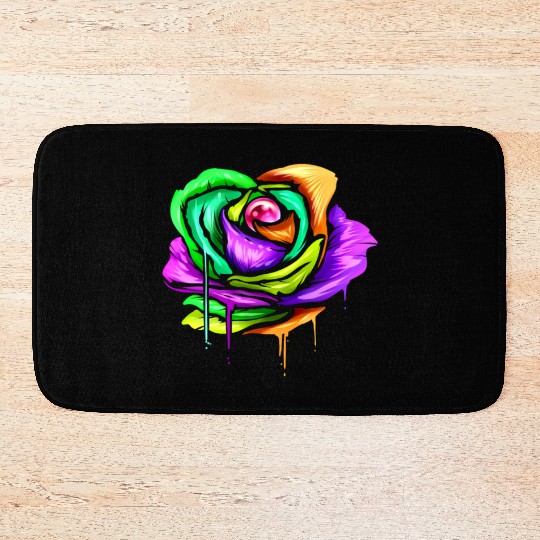 Painted And Colored Rose For Mardi Gras Bath Mats