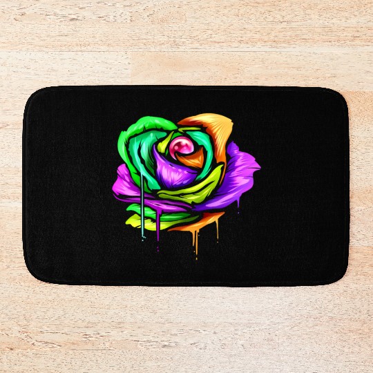 Painted And Colored Rose For Mardi Gras Bath Mats