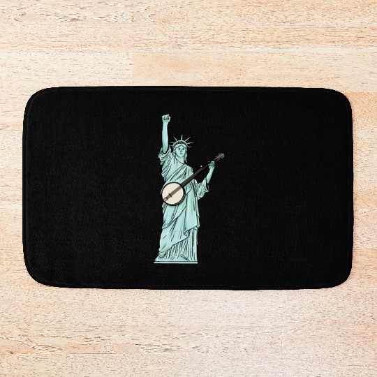Statue Of Liberty Banjo Musician Design for Bath Mats