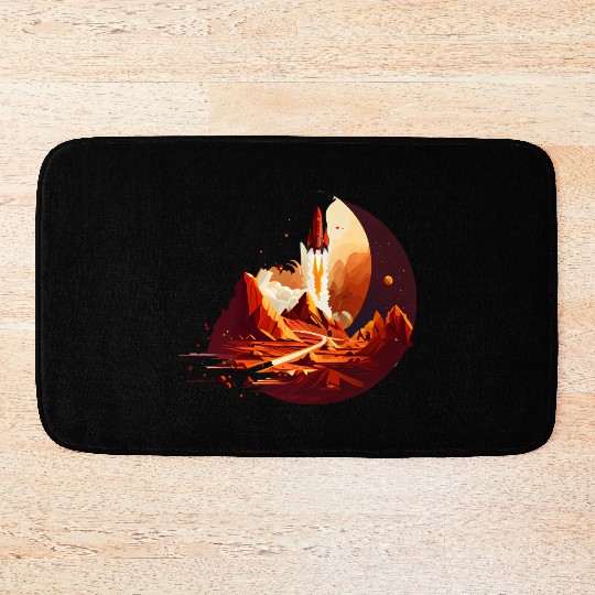 Vintage Space Science Mars Fiction Geek Solar Bath Mats