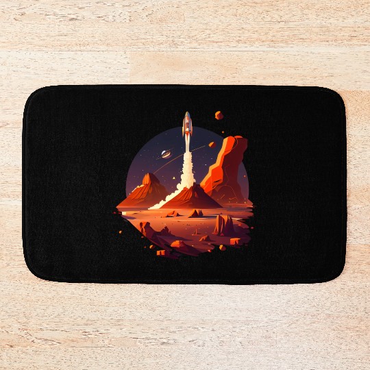 Vintage Space Science Mars Fiction Geek Solar Bath Mats