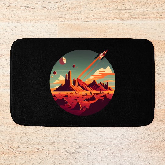 Vintage Space Science Mars Fiction Geek Solar Bath Mats
