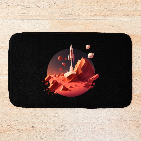 Vintage Space Science Mars Fiction Geek Solar Bath Mats