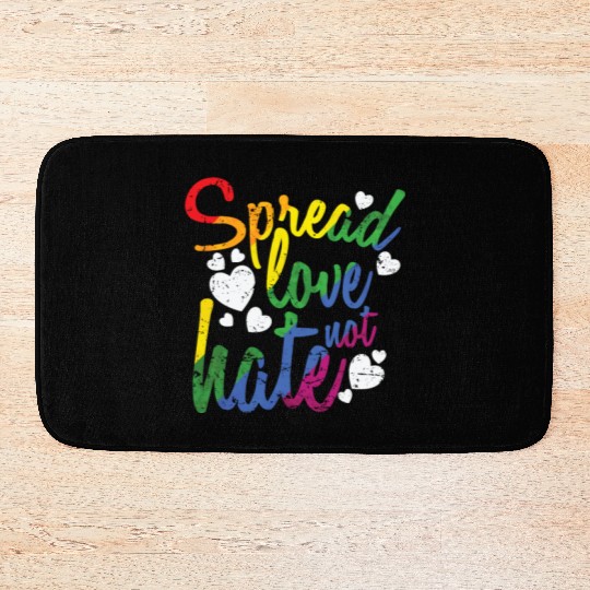 Spread Love not hate LGBT Rainbow Bath Mats