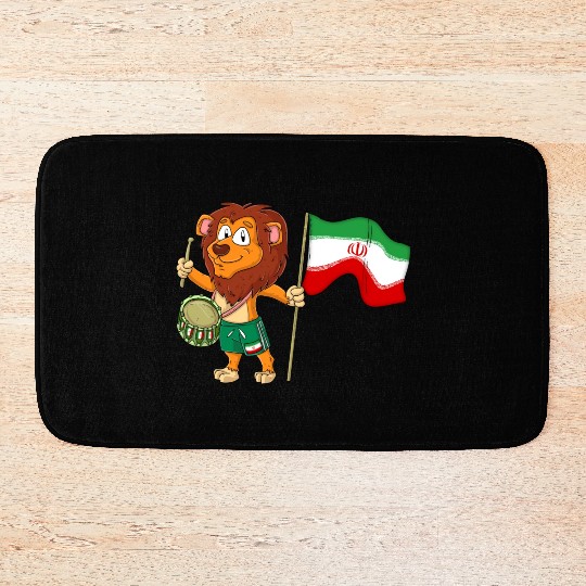 Lion with the Iran flag Bath Mats
