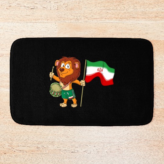 Lion with the Iran flag Bath Mats