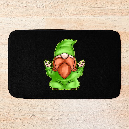 Meditating Gnome Doing Yoga For St Patricks Day Bath Mats