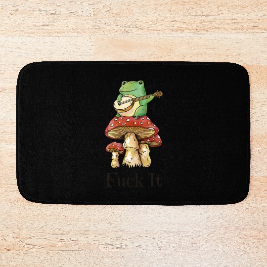 Cottagecore Toad Playing Guitar Bath Mats