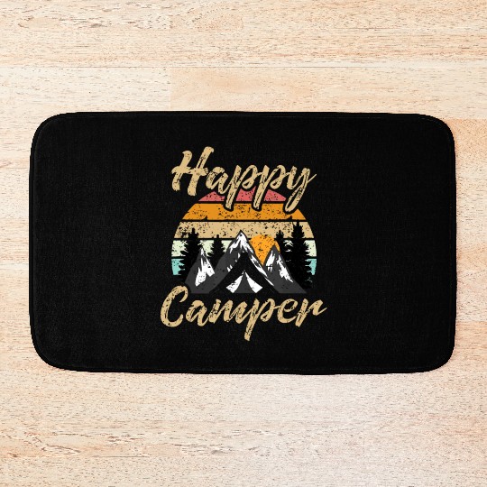 Funny Camping Hiking Lover Present Happy Camper Gi Bath Mats