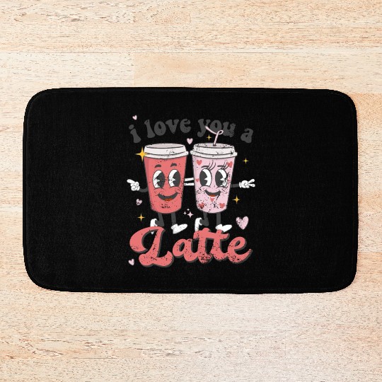 I Love You A Latte Groovy Valentines Day Coffee Bath Mats