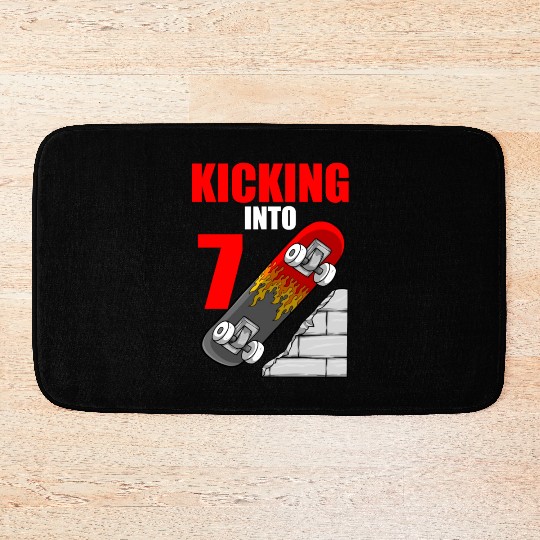 Skateboard Birthday For Boys 7th Birthday Skater Bath Mats