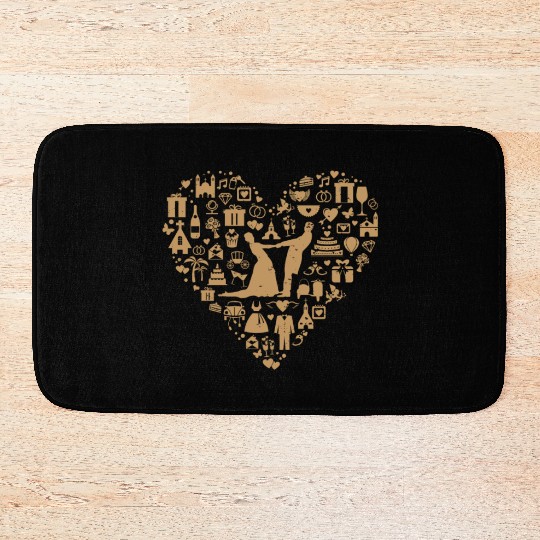 Wedding Marriage Bride and Groom Heart Cloud Bath Mats