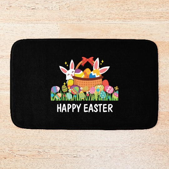 HAPPY EASTER Bunny Egg Hunt Wagon Girls Kids Mom Bath Mats