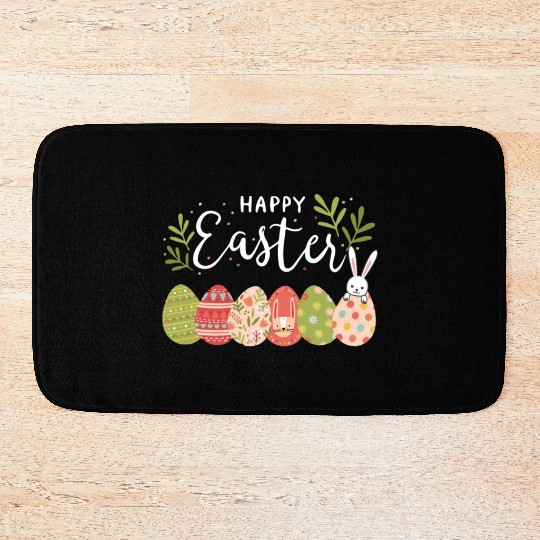 Happy Easter Spring Flowers Bunny Rabbit Egg Hunt Bath Mats
