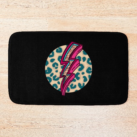 Cheetah Print Lightning Bolt Bath Mats