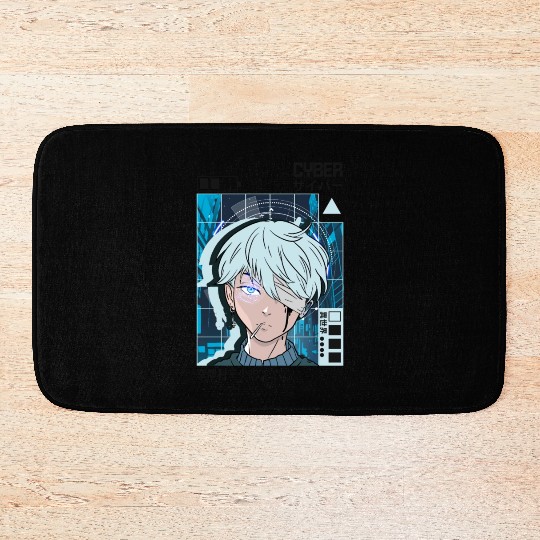 SciFi Anime Japanese City Aesthetic Tokyo Vaporwav Bath Mats