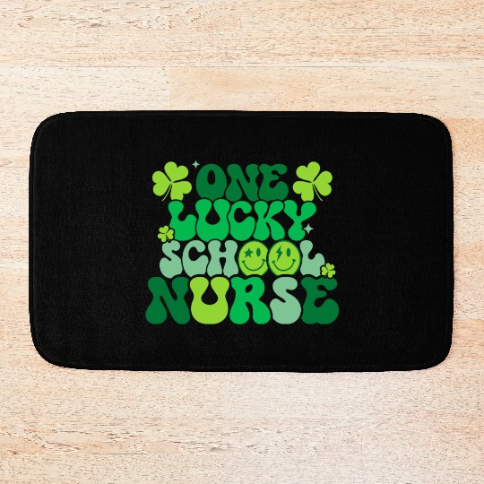 One Lucky School Nurse Shamrock St Bath Mats