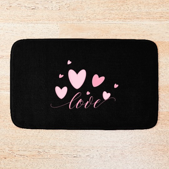 Love pink hearts valentines Bath Mats