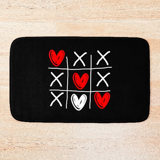 Cute Tic Tac Toe Hearts Valentines Day Bath Mats