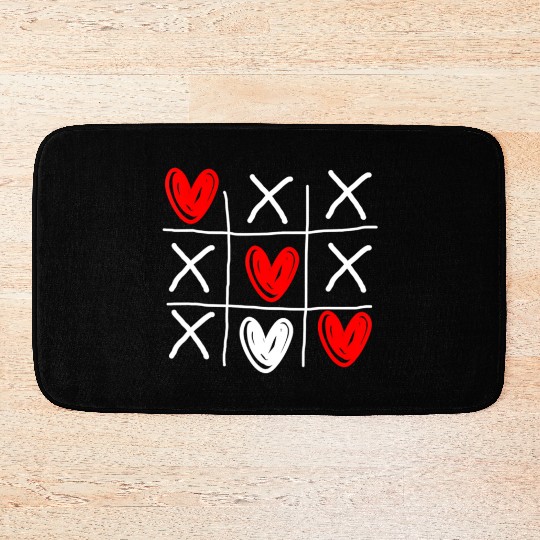 Cute Tic Tac Toe Hearts Valentines Day Bath Mats