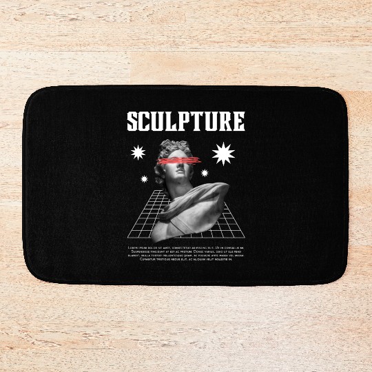 Black White Modern Sculpture Bath Mats Design