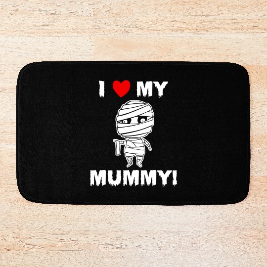 Kids Cute I Love My Mummy Funny Halloween graphic Bath Mats