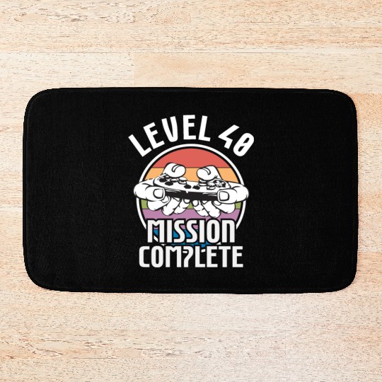 Birthday Level 40 40th Birthday Gamer Gaming Gamer Bath Mats